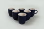 Hermia Juego de 6 tazas de cerámica azul oscuro y blanco